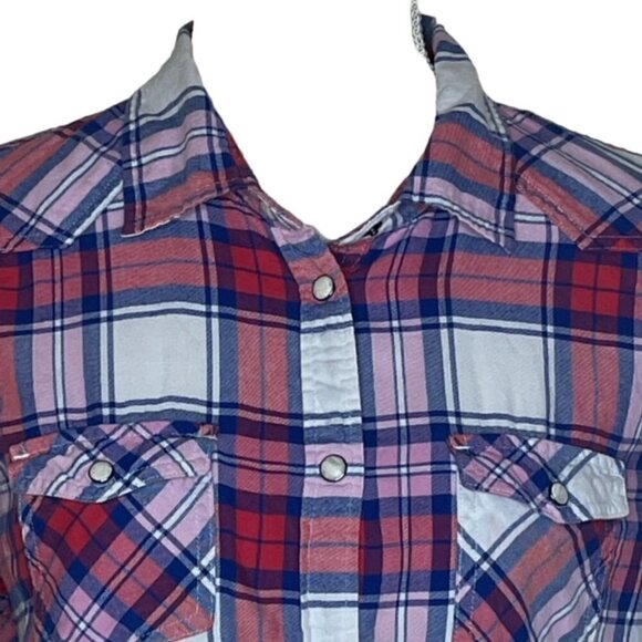 AMERICAN EAGLE Plaid Pearl Button Shirt - Size Large - Picture 3 of 5